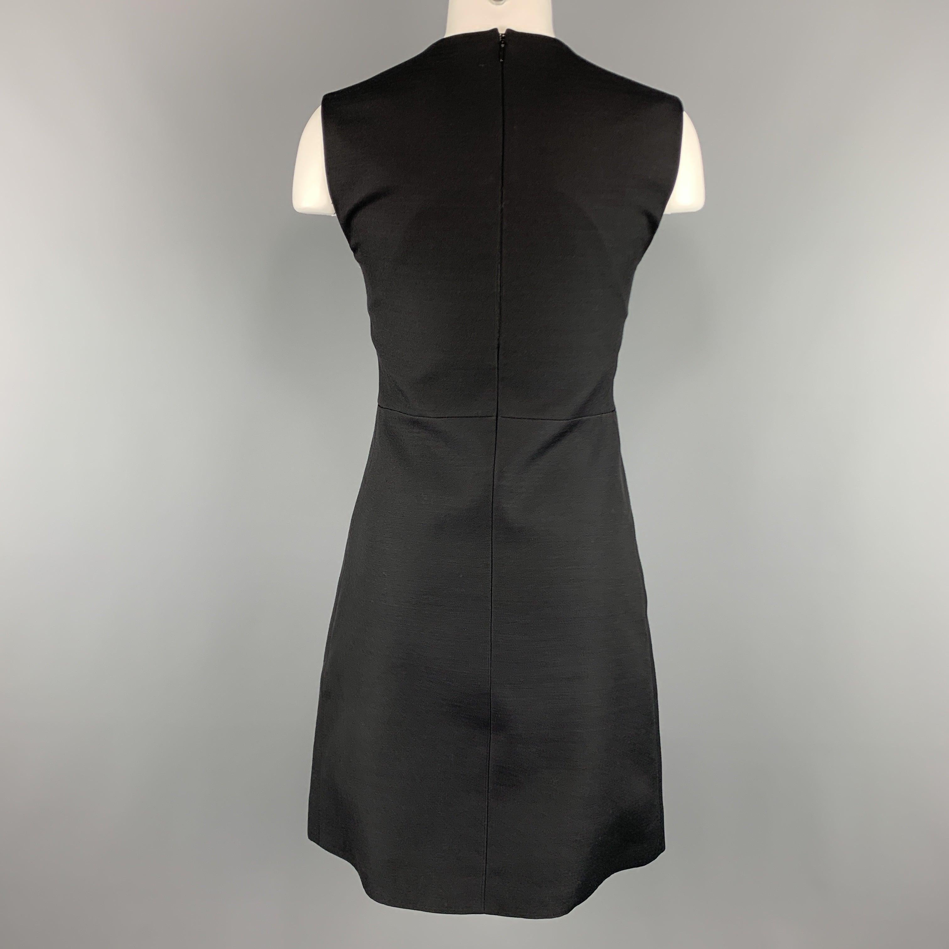 CELINE Size 2 Black Structured Sleeveless A Line Shift Dress For Sale 1