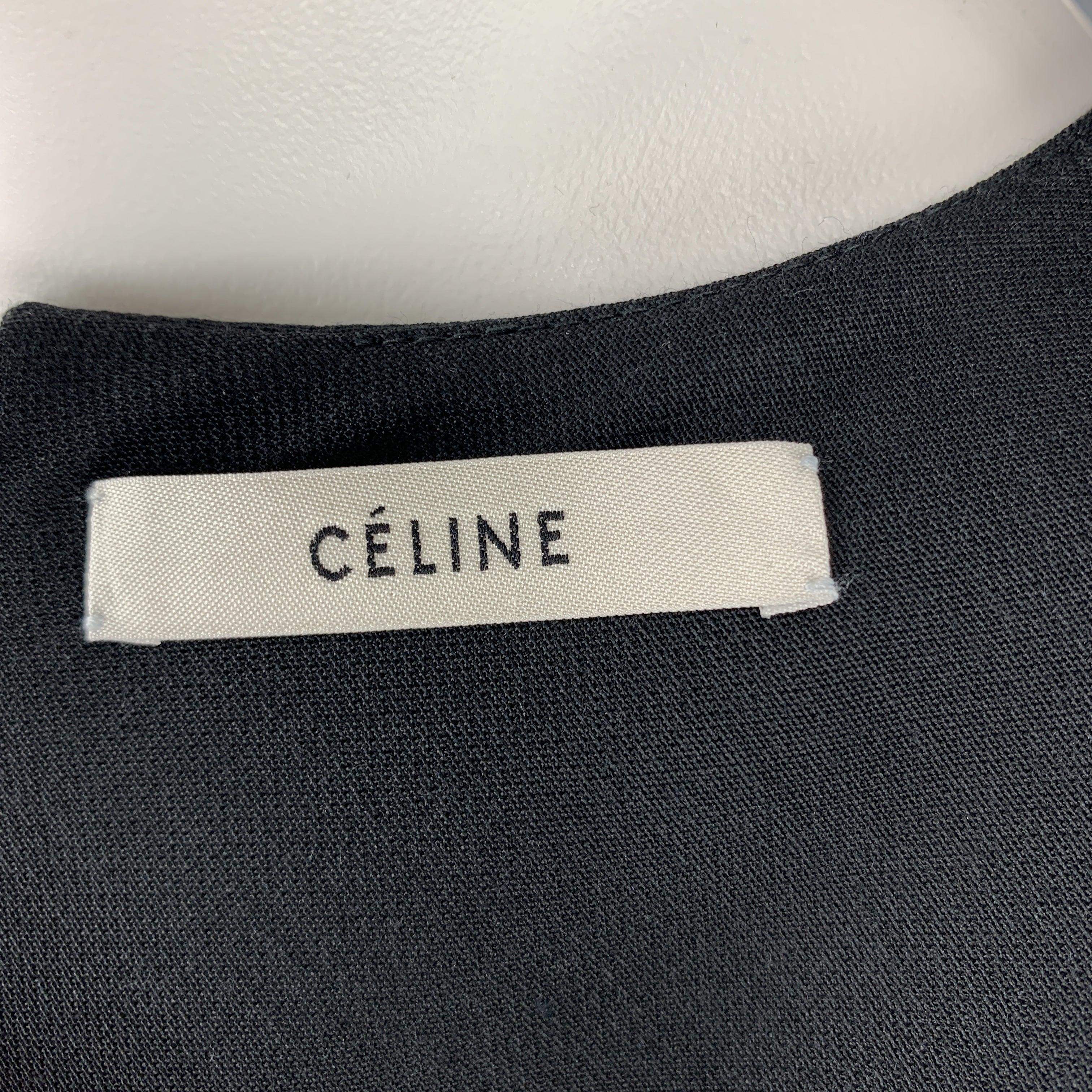 CELINE Size 2 Black Structured Sleeveless A Line Shift Dress For Sale 2