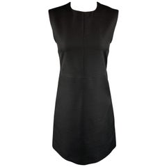 CELINE Size 2 Black Structured Sleeveless A Line Shift Dress