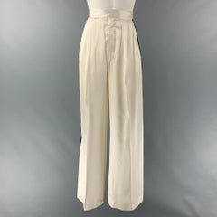 CELINE Size 2 Cream Multi-Color Silk Stripe Wide Leg Dress Pants