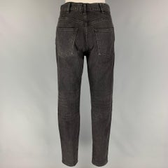 CELINE Size 26 Charcoal Cotton Distressed Narrow leg Jeans