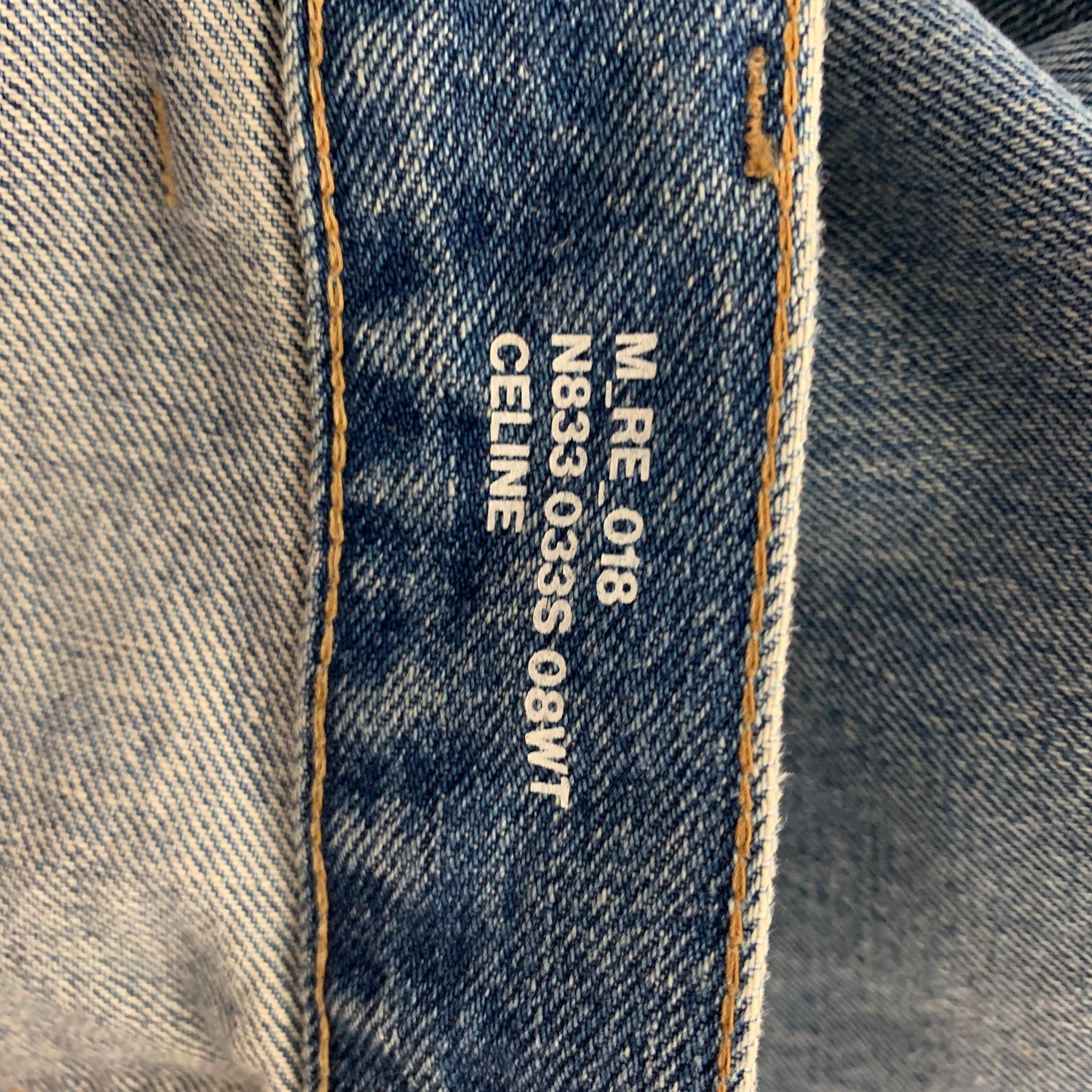 CELINE Size 27 Blue Cotton Distressed Jeans In New Condition In San Francisco, CA
