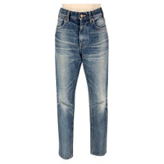 CELINE Size 27 Blue Cotton Distressed Jeans