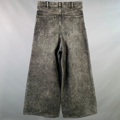 CELINE Size 29 Black Wash Denim Zip Fly Wide Leg Baggy Jeans