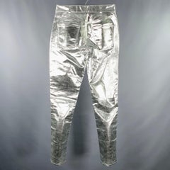 CELINE Size 29 Silver Metallic Cotton Blend Jean Cut Casual Pants