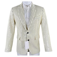 Celine Taille 36 Manteau de sport à revers échancré en polyester beige et noir pailleté