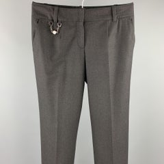 CELINE Size 4 Charcoal Wool Wide Leg Dress Pants