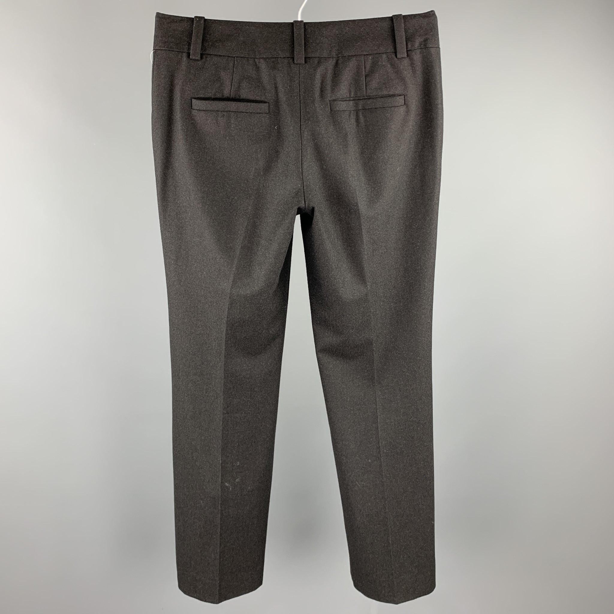 CELINE Size 4 Charcoal Wool Wide Leg Dress Pants In Good Condition For Sale In San Francisco, CA