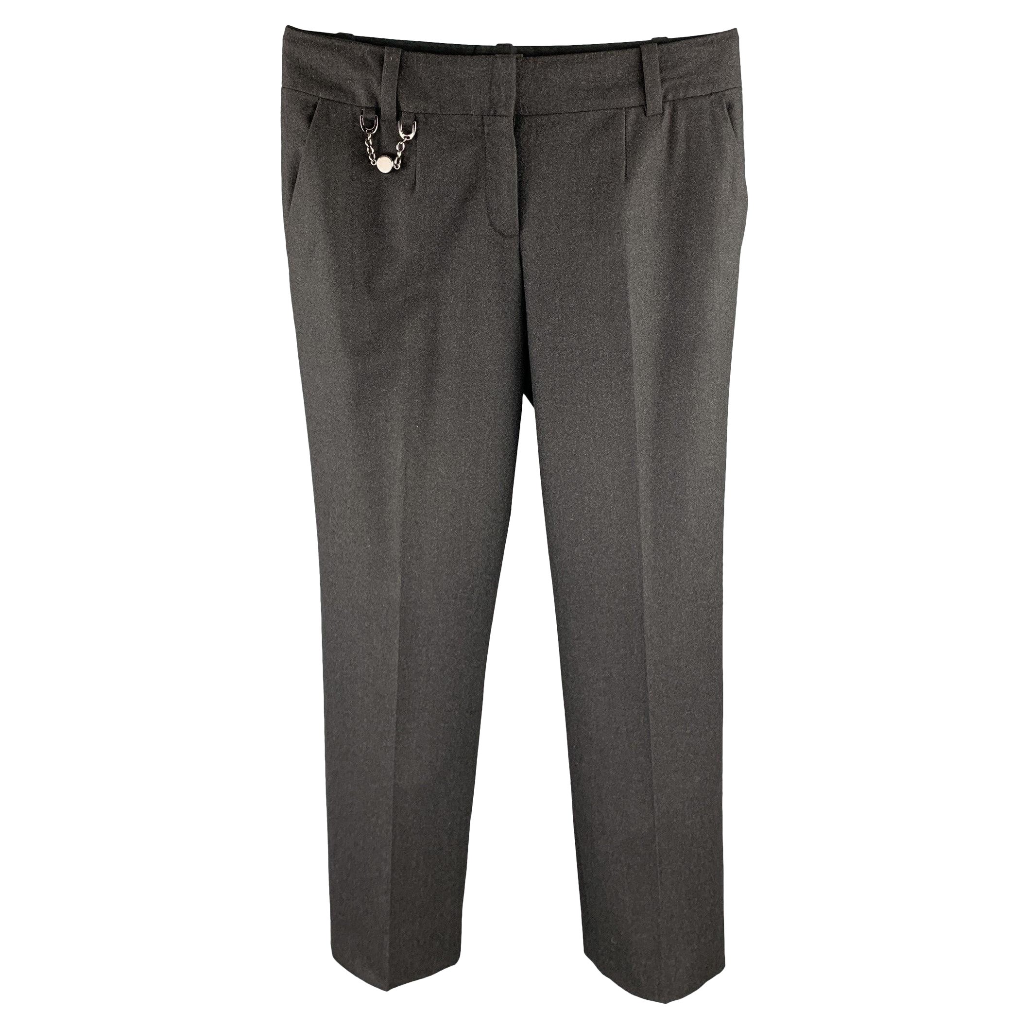CELINE Pantalones de vestir de pierna ancha de lana en color carbón talla 4