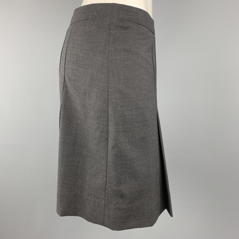 Celine Pleated Skirt Brown Wool Cotton Polyester