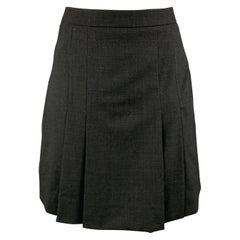 CELINE Size 4 Grey Wool Blend Pleated Skirt