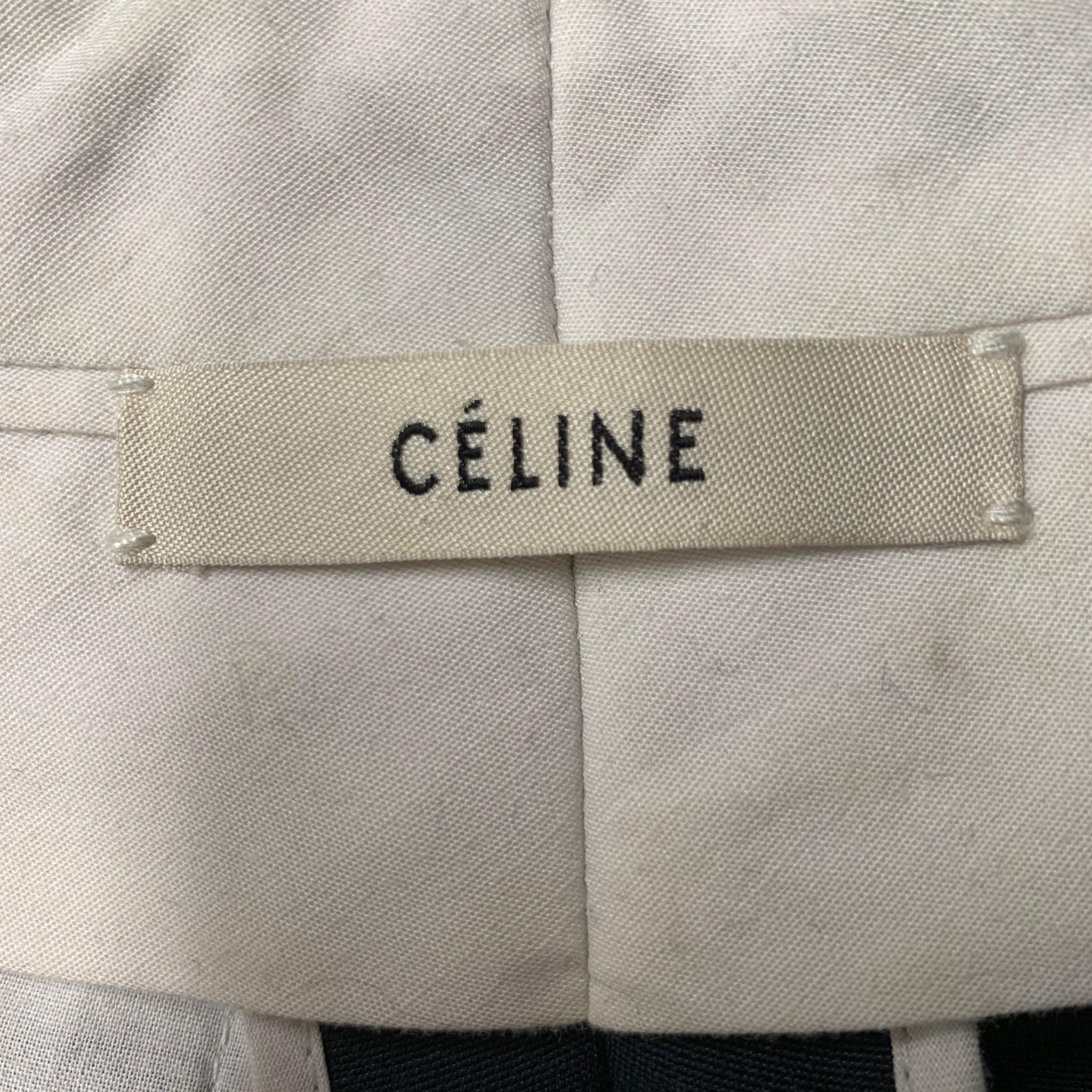 CELINE Size 4 Navy Wool & Silk Solid Wide Leg Dress Pants In Excellent Condition In San Francisco, CA