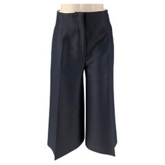 CELINE Size 4 Navy Wool & Silk Solid Wide Leg Dress Pants