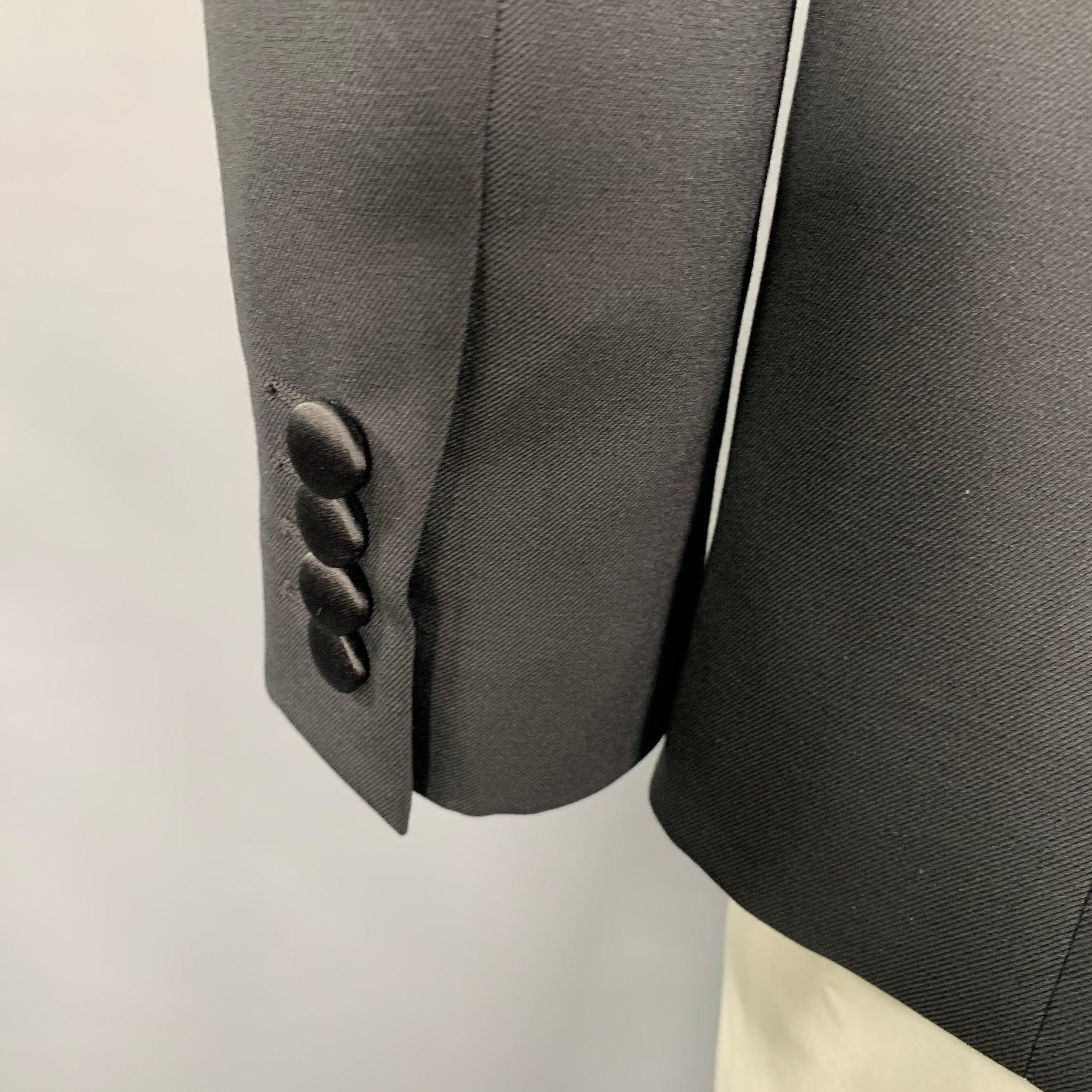 CELINE Size 40 Black Sequined Wool Mohair Shawl Collar Sport Coat 1