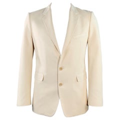 CELINE Size 42 Cream Silk Notch Lapel Sport Coat