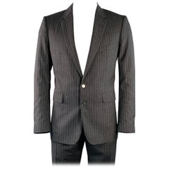 CELINE Size 44 Regular Grey Charcoal Stripe Wool Polyester Suit CELINE Size 44 Regular Grey Charcoal Stripe Wool Polyester Suit