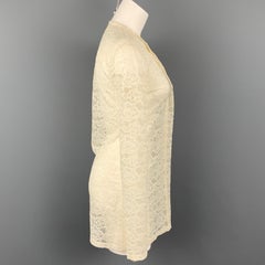 CELINE Size 6 Cream Lace Polyamide Blend Blouse