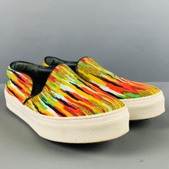 CELINE Size 6 Multi-Color Fabric Stripe Slip On Sneakers