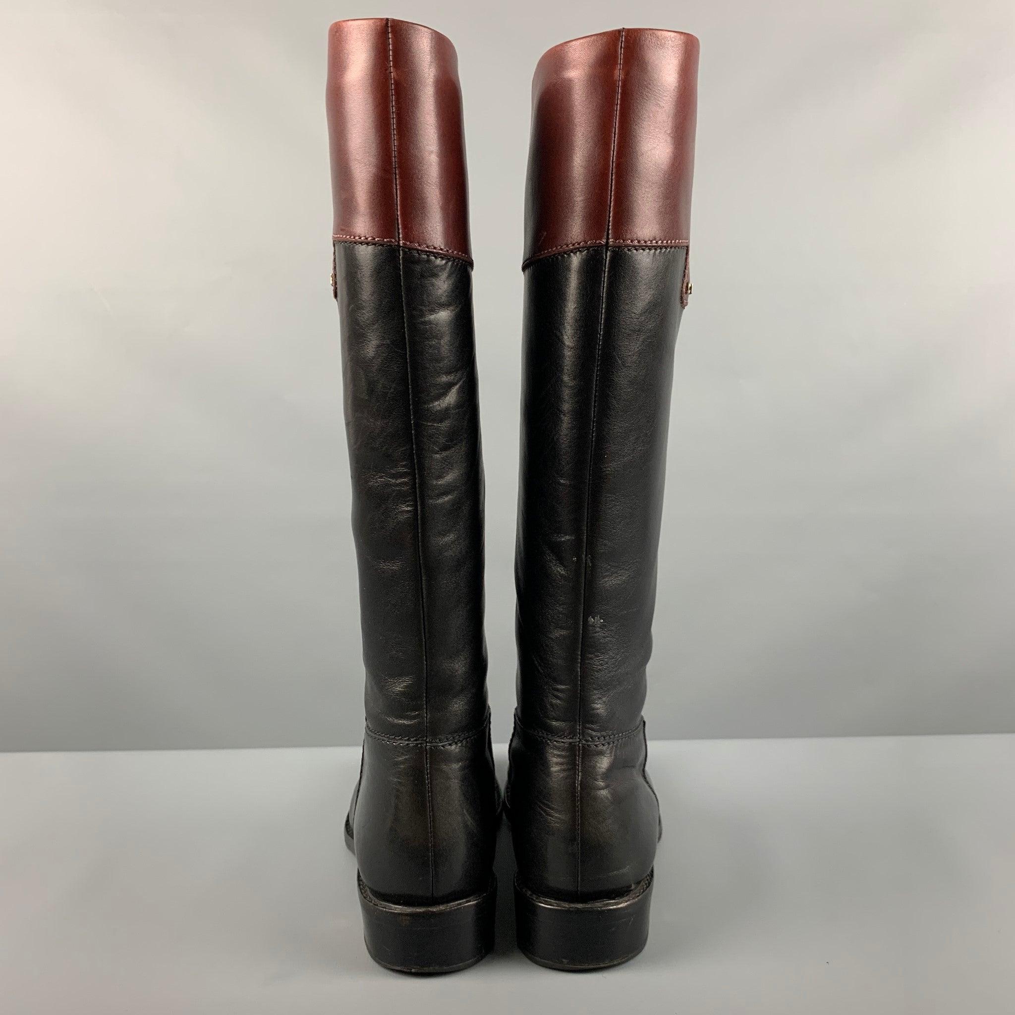 CELINE Size 7 Black Brown Pull On Boots In Good Condition For Sale In San Francisco, CA