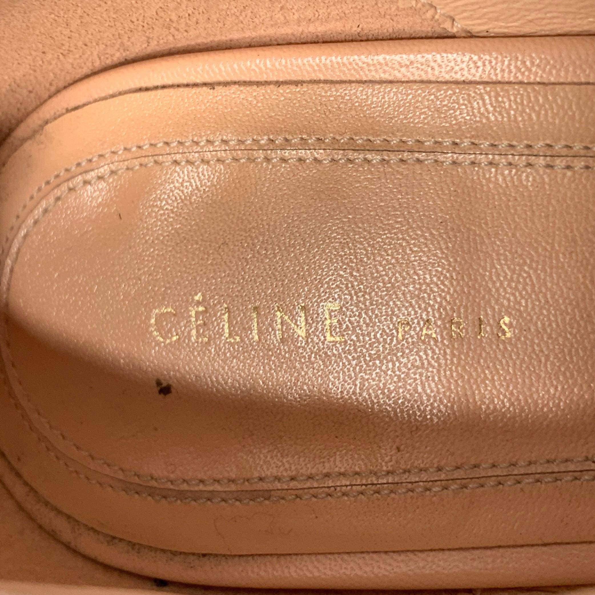CELINE Size 7 High Throat Burgundy Leather Cone Heel Pumps For Sale 2
