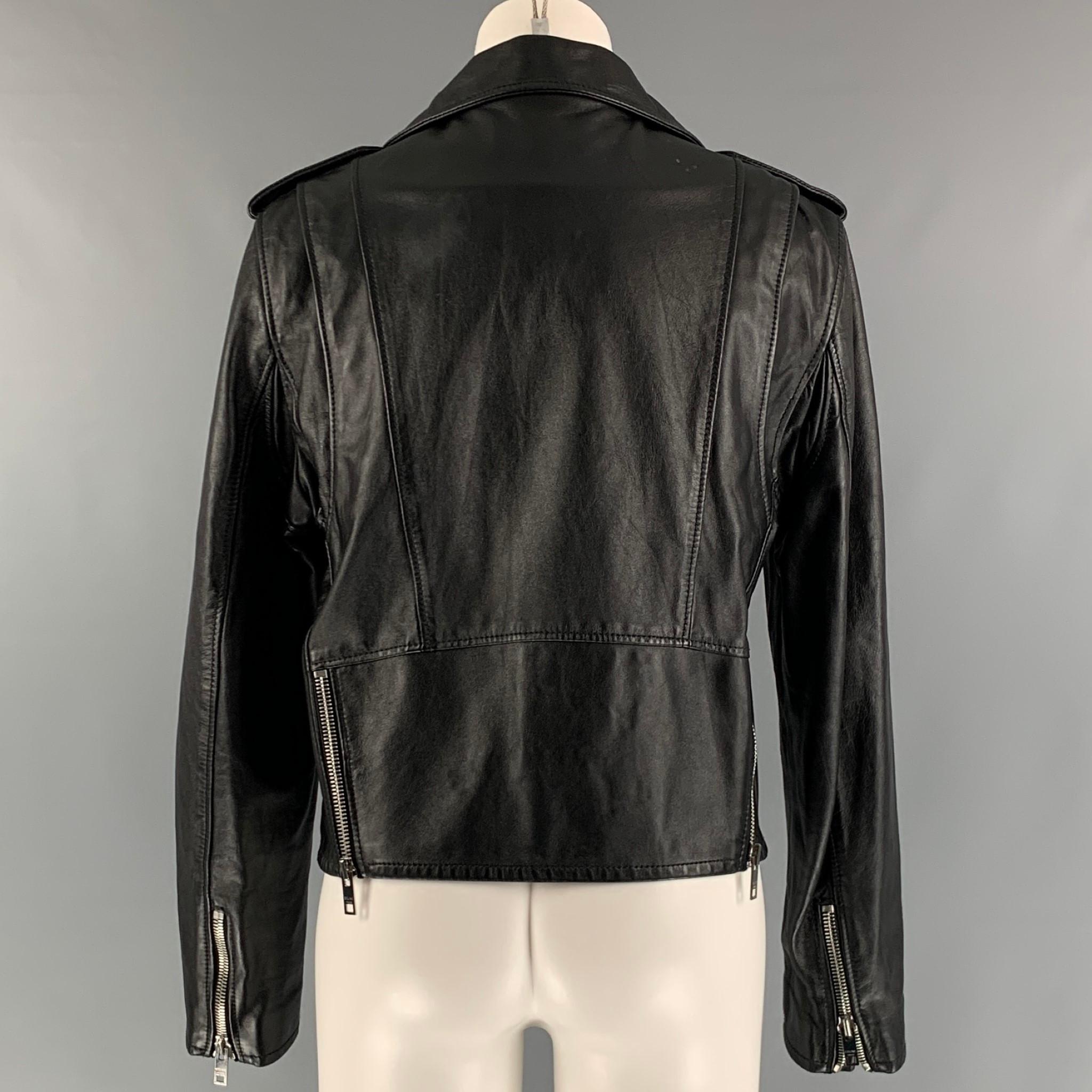 Women's CELINE Size 8 Black Calf Motorcycle Jacket