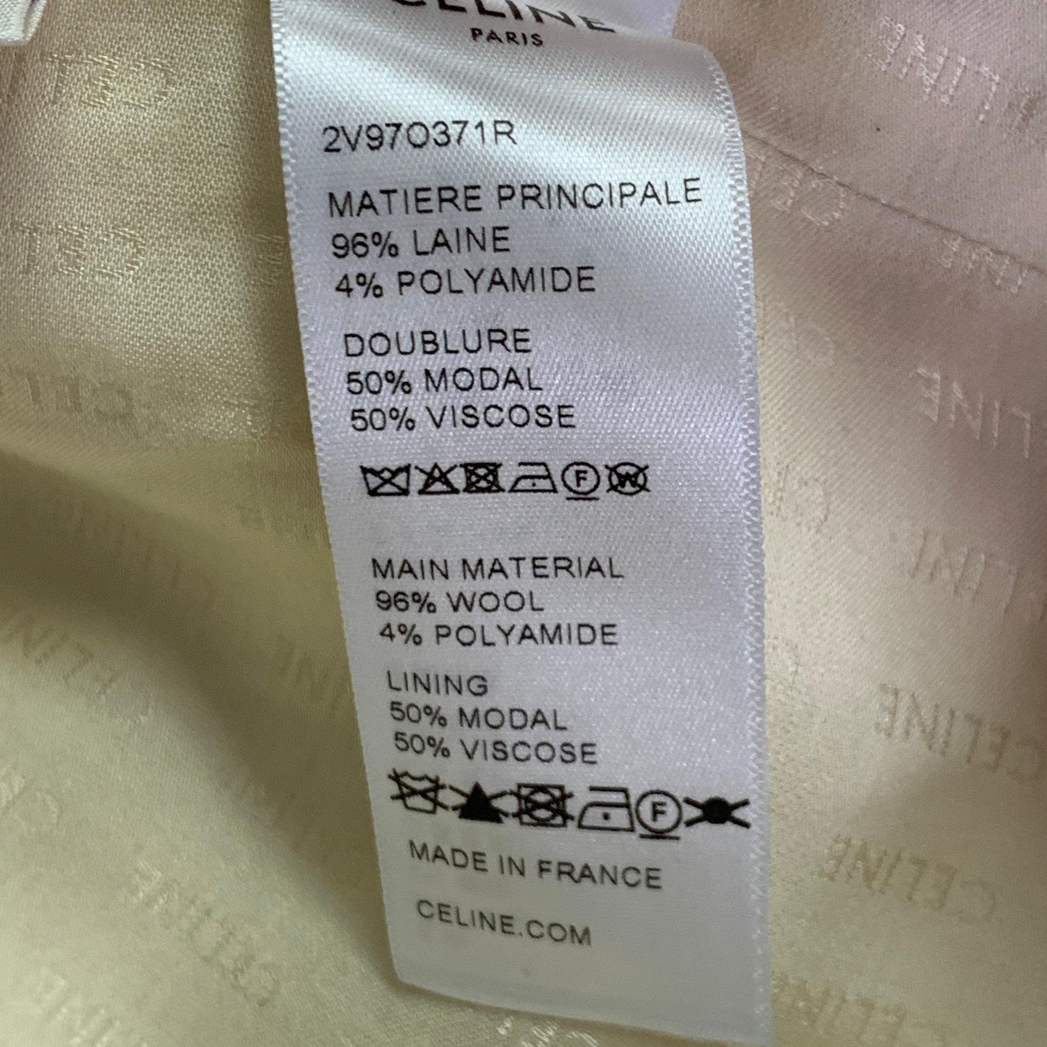CELINE Size 8 Cream Gold Wool Blend Short Sleeve Jacket Blazer For Sale 5