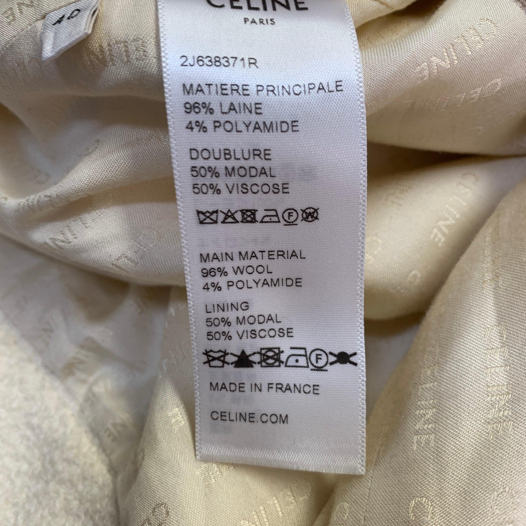 Celine Size 8 Cream Wool Blend Boucle Two Pockets Snaps Mini Skirt en vente 2