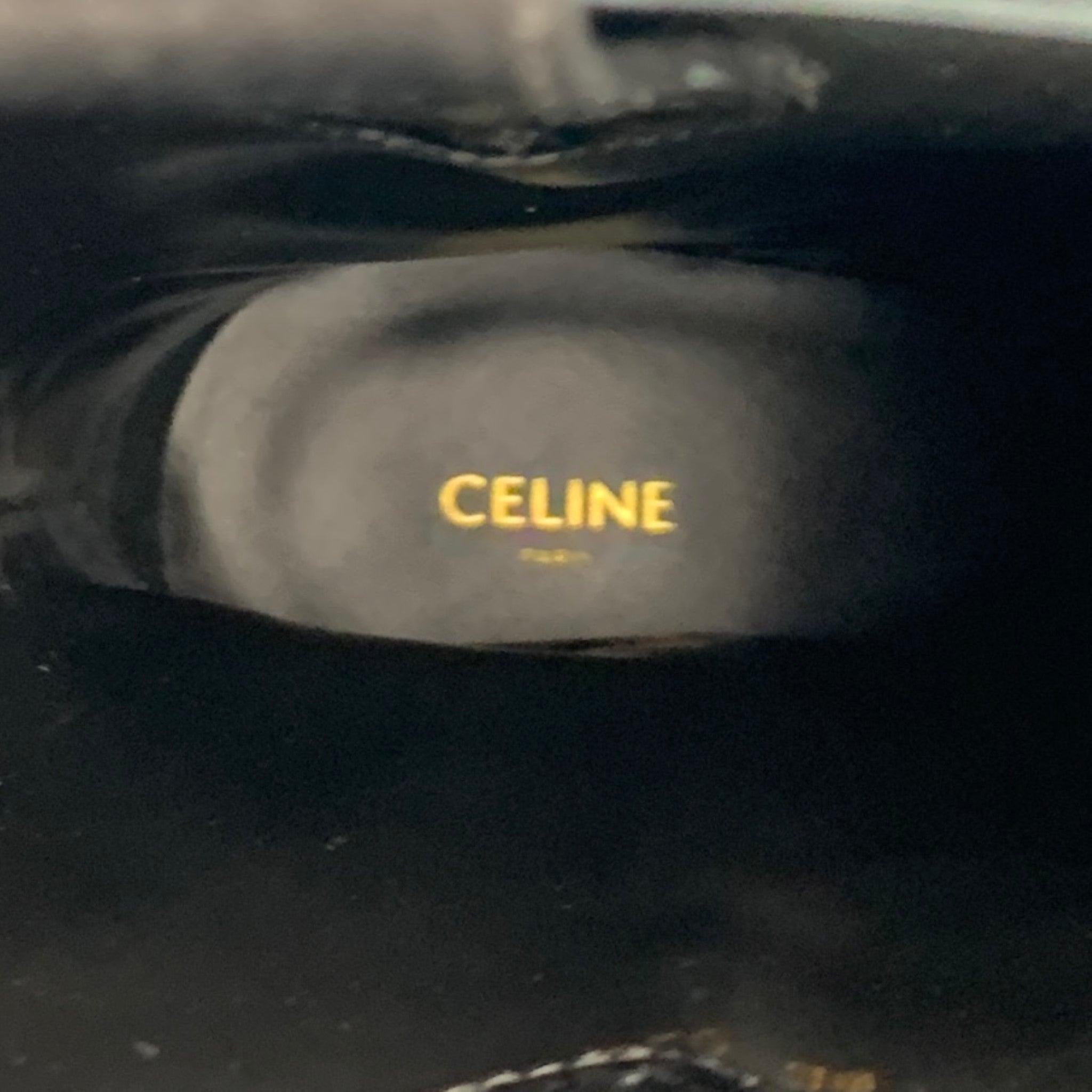 CELINE Size 8 Mens Black Rhinestone Leather Western Boots For Sale 3