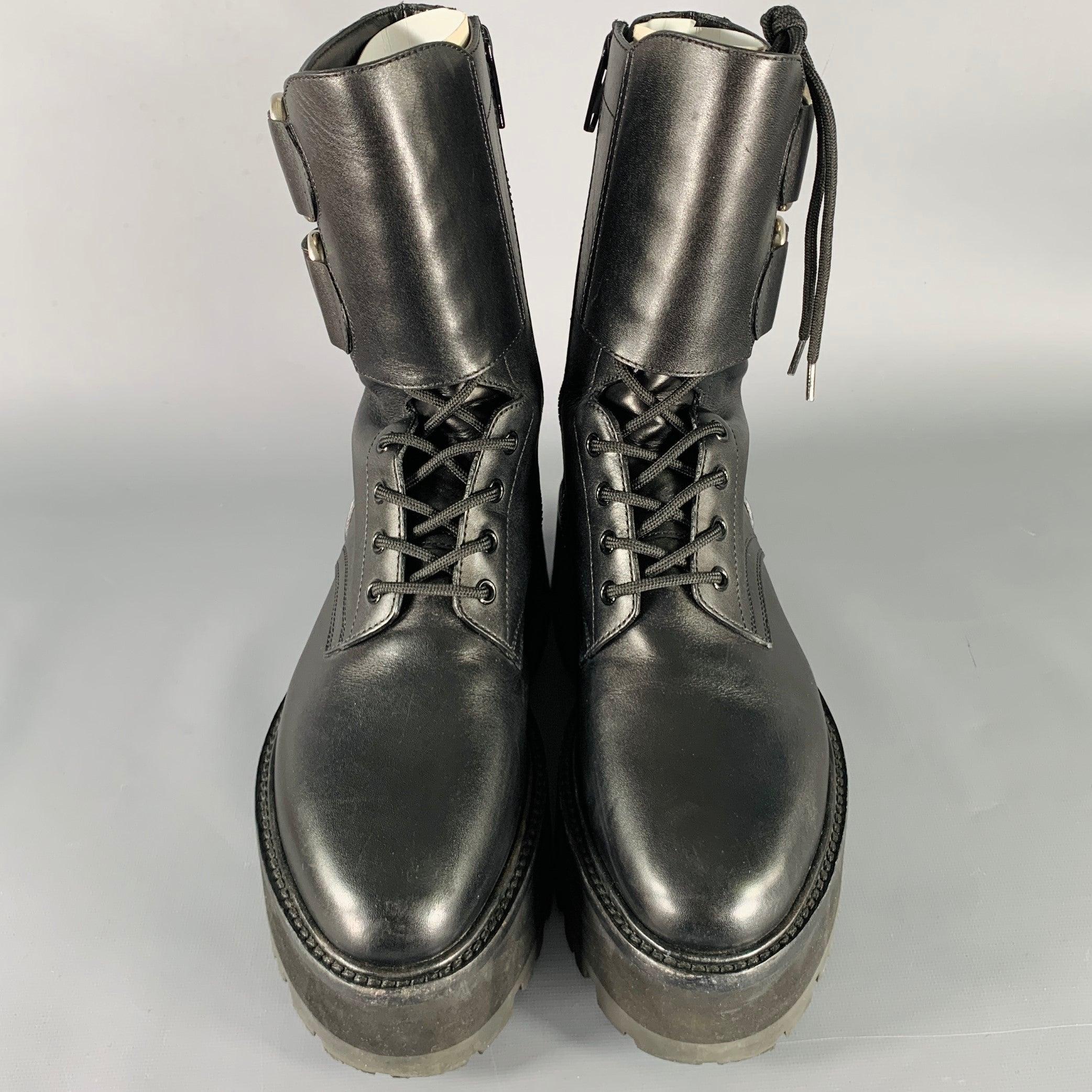 CELINE Size 8 SS23 -Bulky Maxx- Black Leather Platform Boots 1
