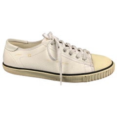 CELINE Size 8 White Black Canvas Sneakers