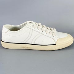 CELINE Size 8 White Leather Low Top Lace-Up Sneakers