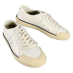 CELINE Size 8 White Leather Low Top Lace-Up Sneakers