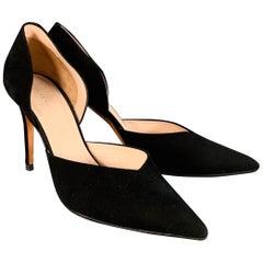 CELINE Size 8.5 Black Suede Pointed Toe D'Orsay Stiletto Pumps