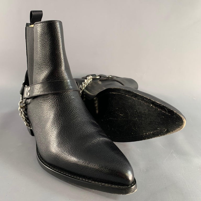 CELINE Taglia Stivali HAR in pelle nera e argento in vendita su