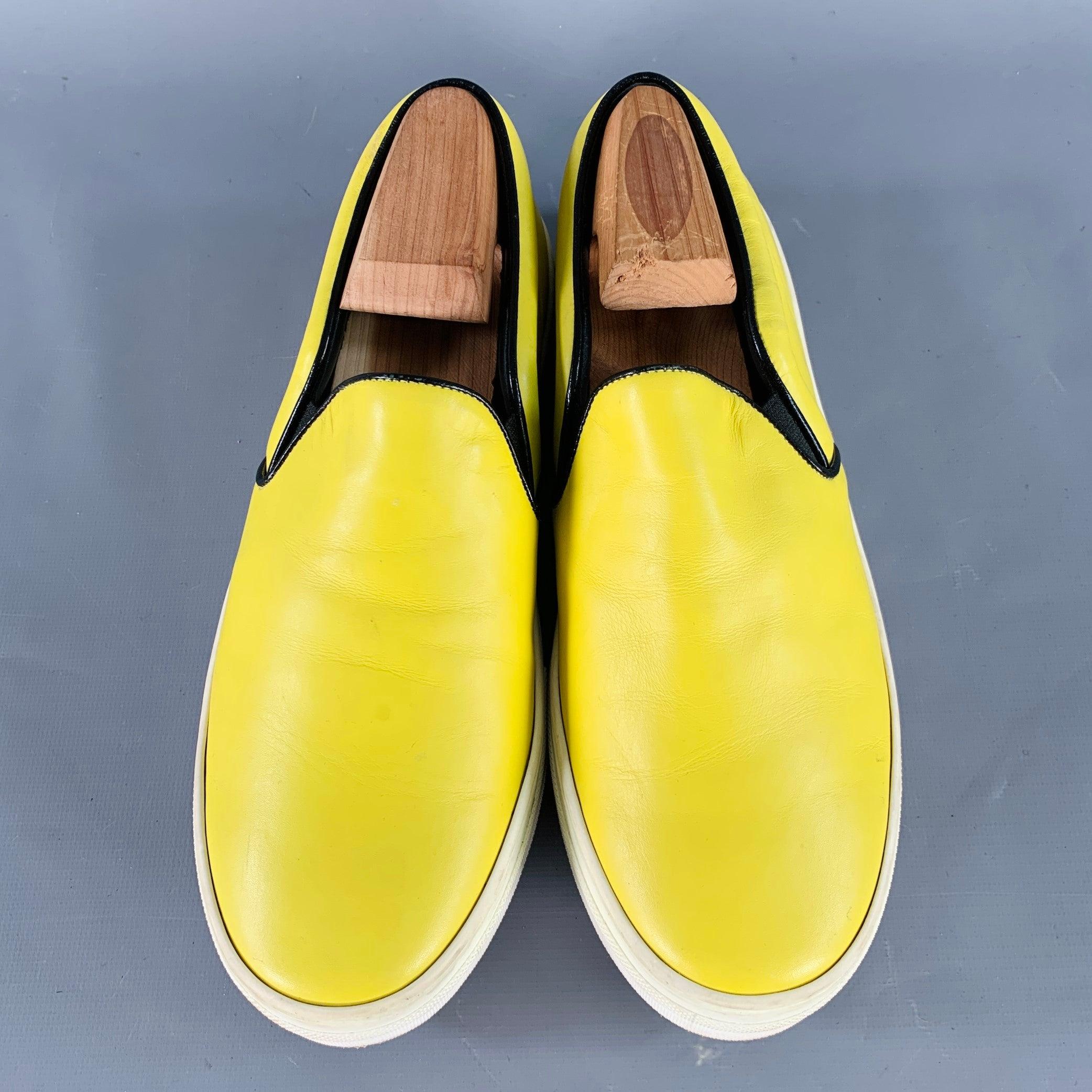 Women's CELINE Size 9 Yellow Leather Slip On Sneakers For Sale