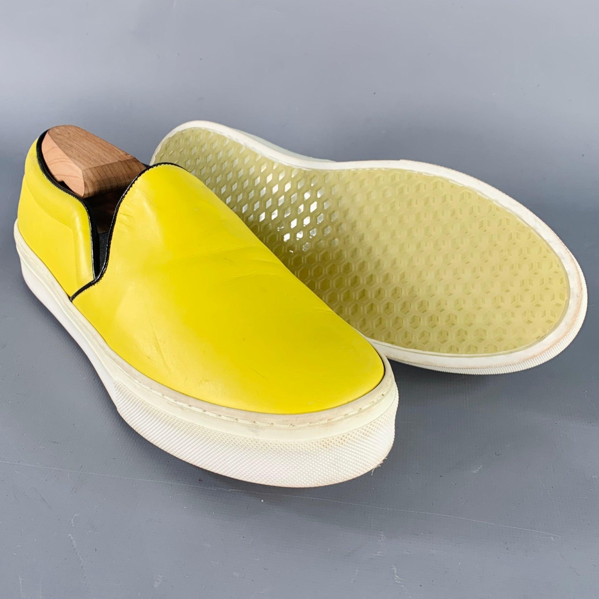 CELINE Size 9 Yellow Leather Slip On Sneakers For Sale 1
