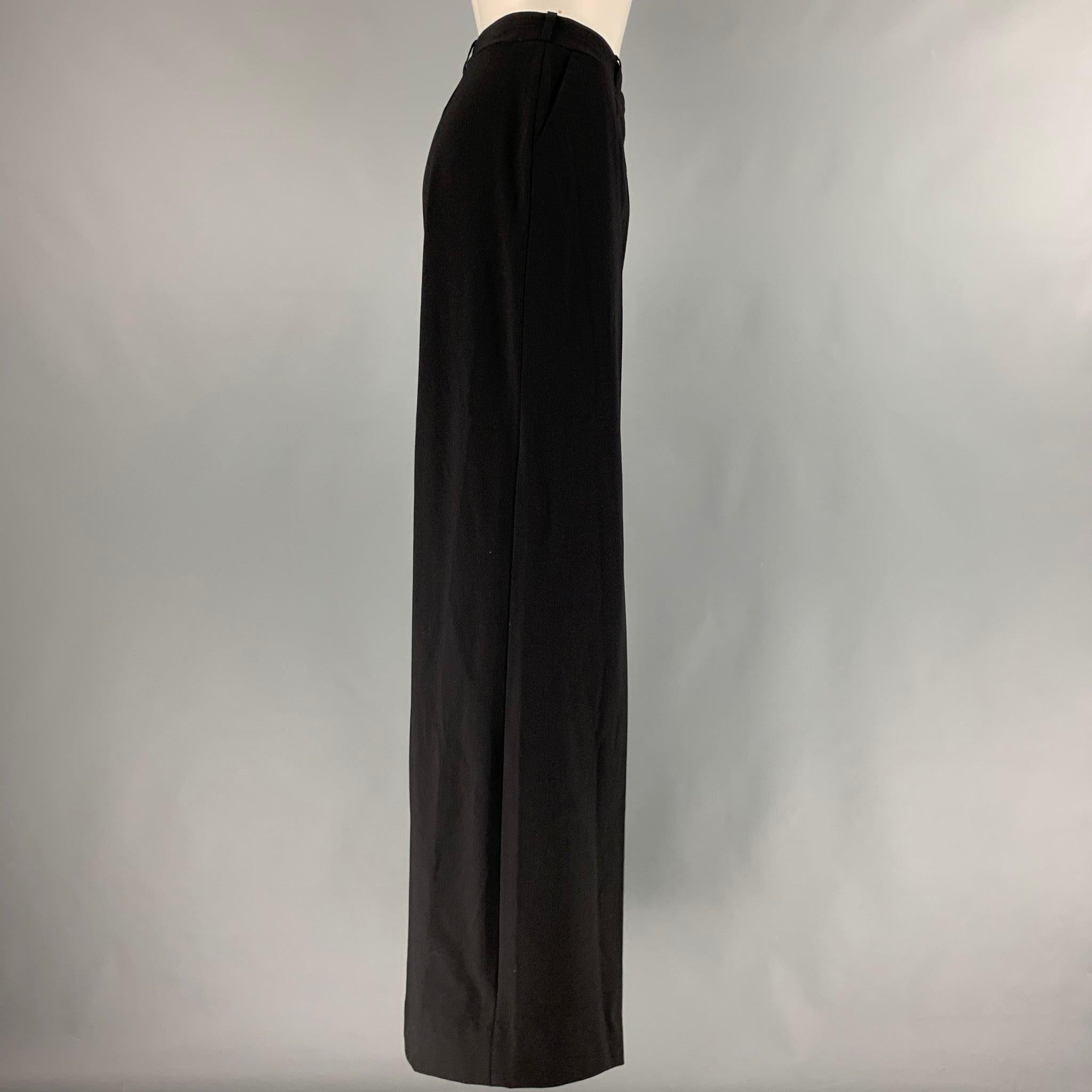 Women's CELINE Size L Black Wool Blend Zip Dress Pants