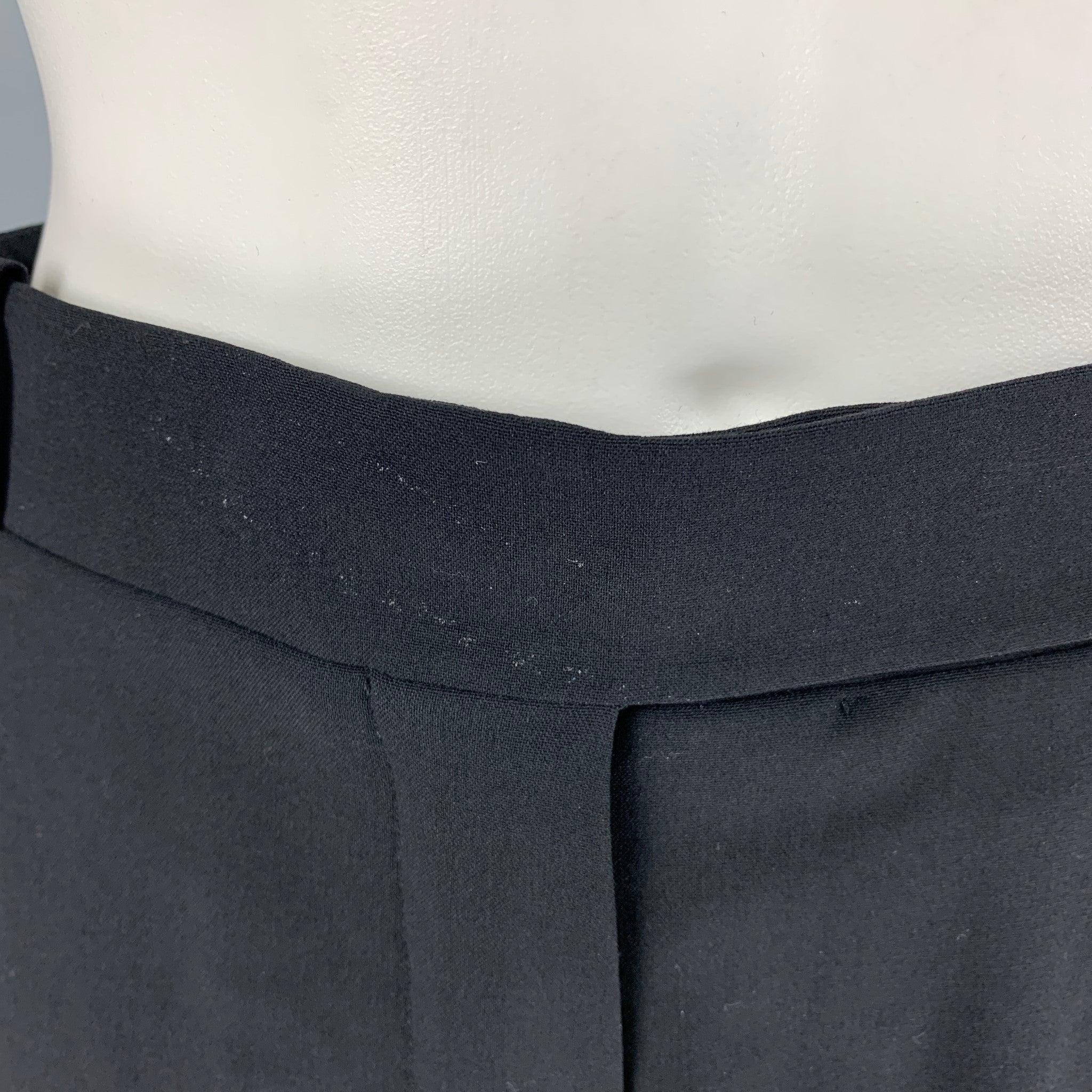 CELINE Size L Black Wool Blend Zip Dress Pants 2