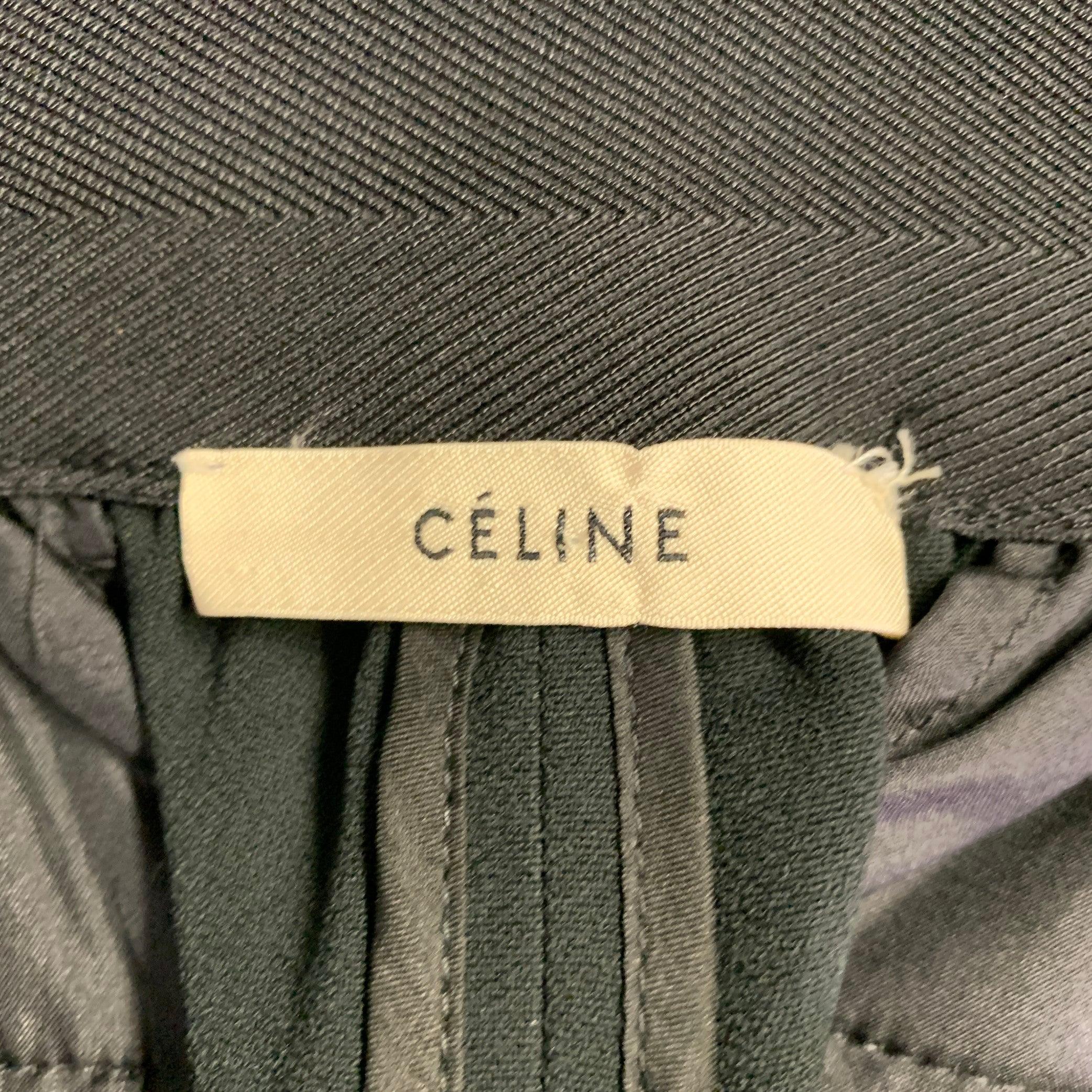 Noir Celine Size M Black Viscose Blend Elastic Waistband Casual Pants (Pantalon décontracté à taille élastique en mélange de viscose) en vente