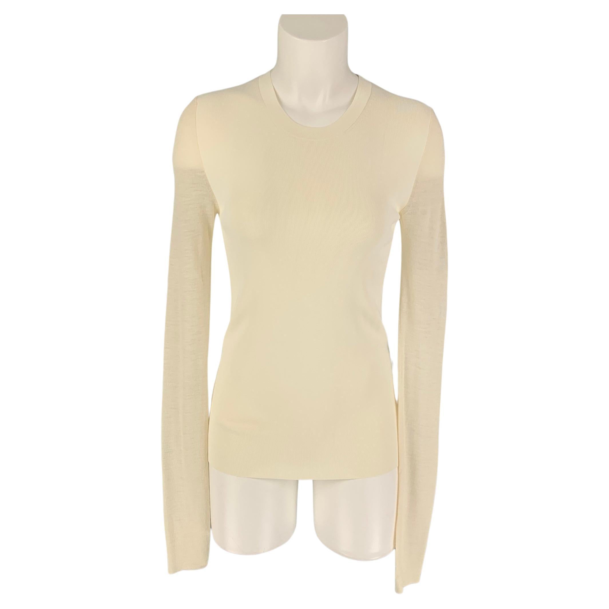 CELINE Size M Cream Viscose Blend Two Tone Crew-Neck Pullover For Sale at  1stDibs