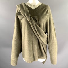 CELINE Size M Khaki Green Wool Cashmere Wrap Pullover