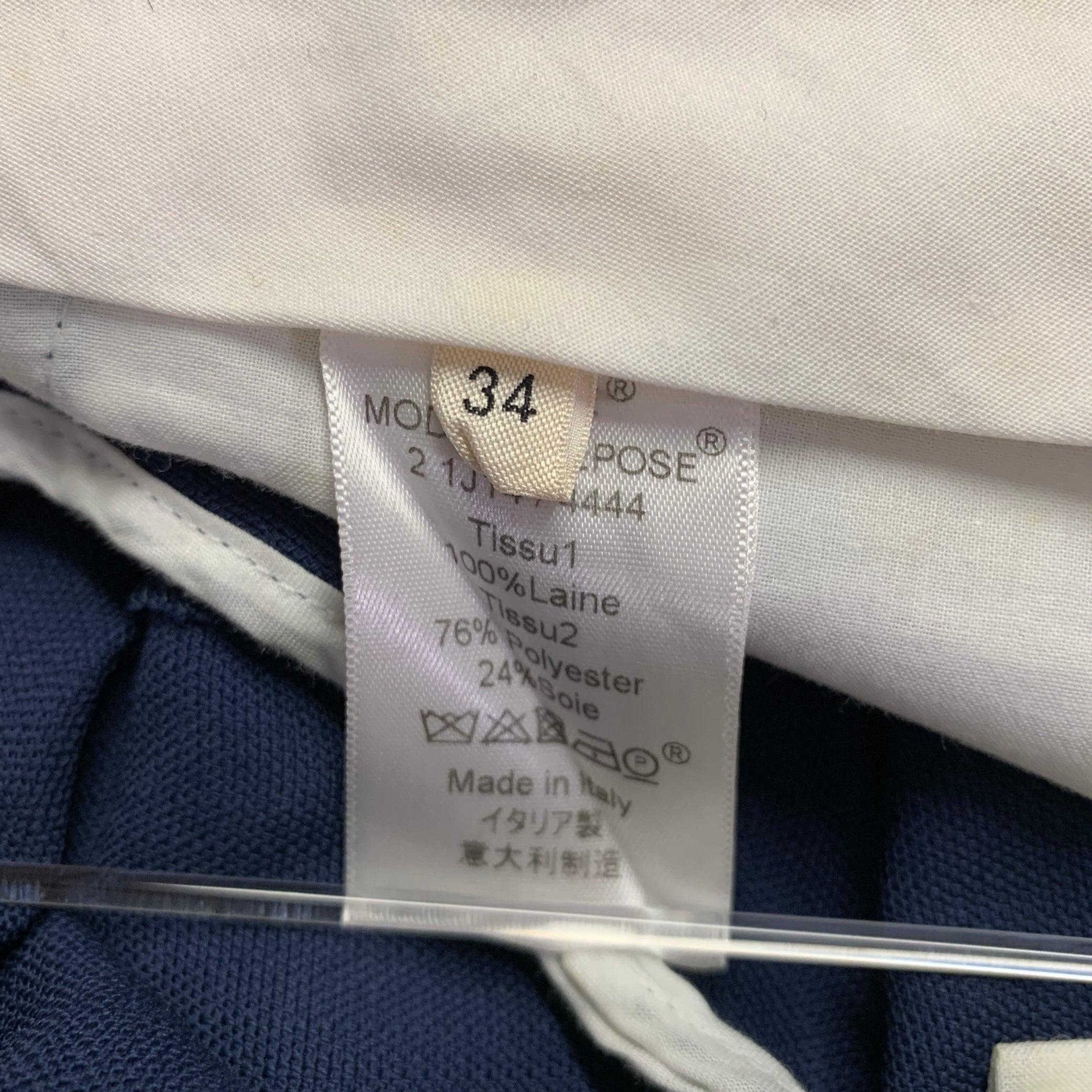 CELINE Size S Navy Black Wool Straight Dress Pants In Good Condition For Sale In San Francisco, CA