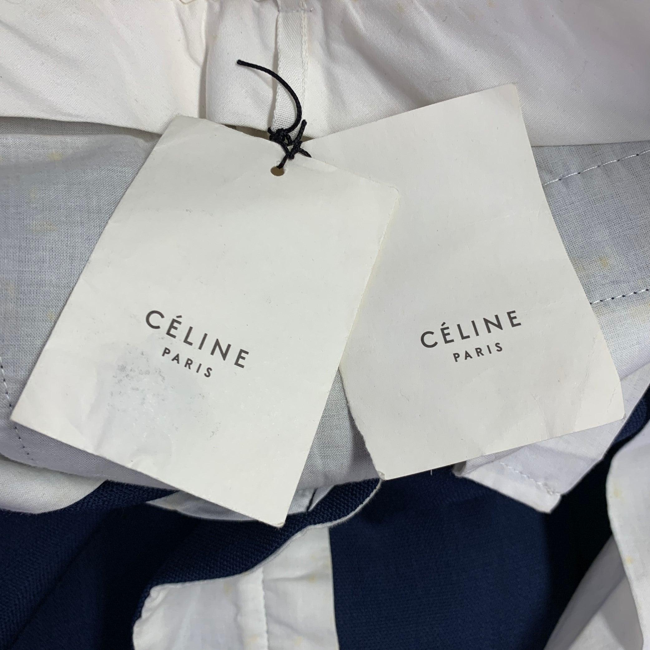 CELINE Size S Navy Black Wool Straight Dress Pants For Sale 1