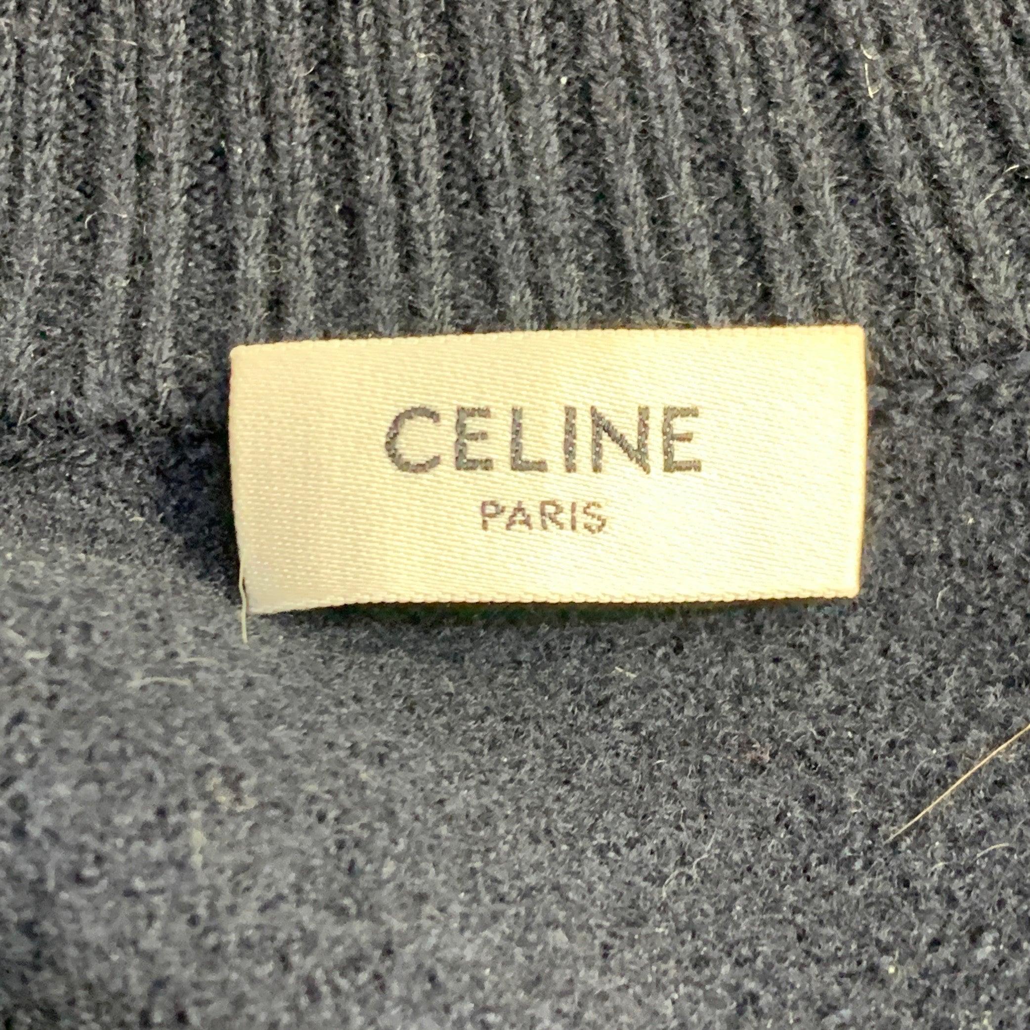 CELINE Size S Navy Gold Wool Contrast Trim Military Sweater For Sale 1