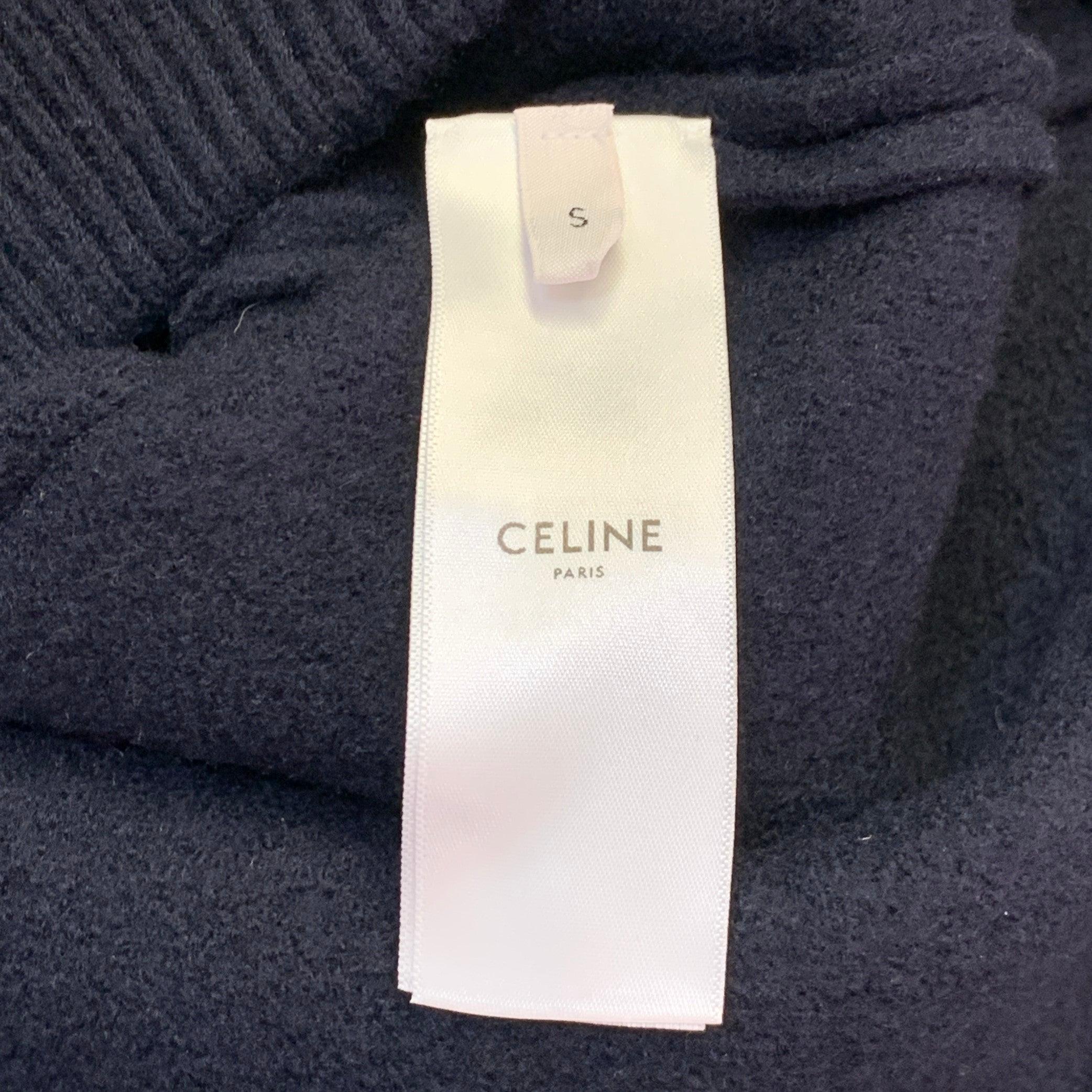 CELINE Size S Navy Gold Wool Contrast Trim Military Sweater For Sale 2