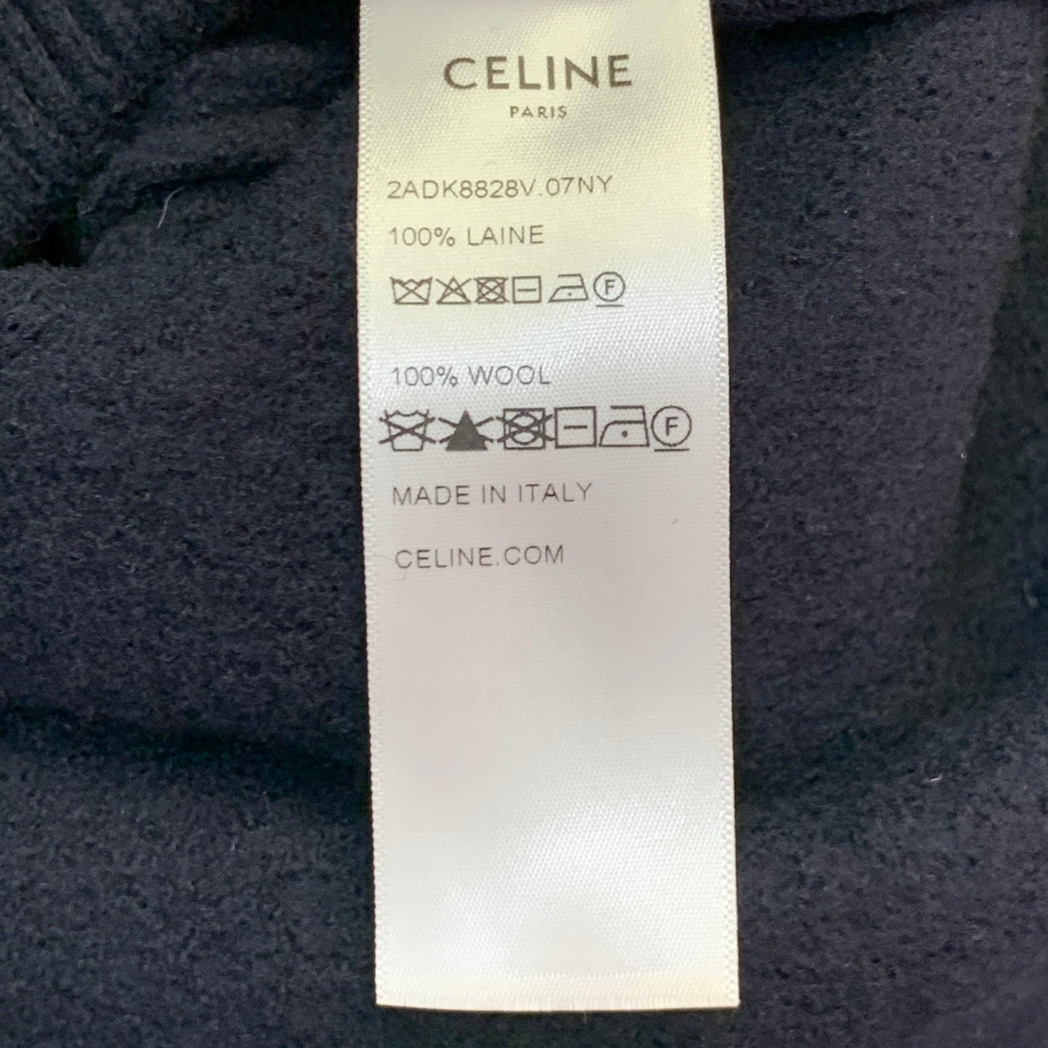 CELINE Size S Navy Gold Wool Contrast Trim Military Sweater For Sale 3