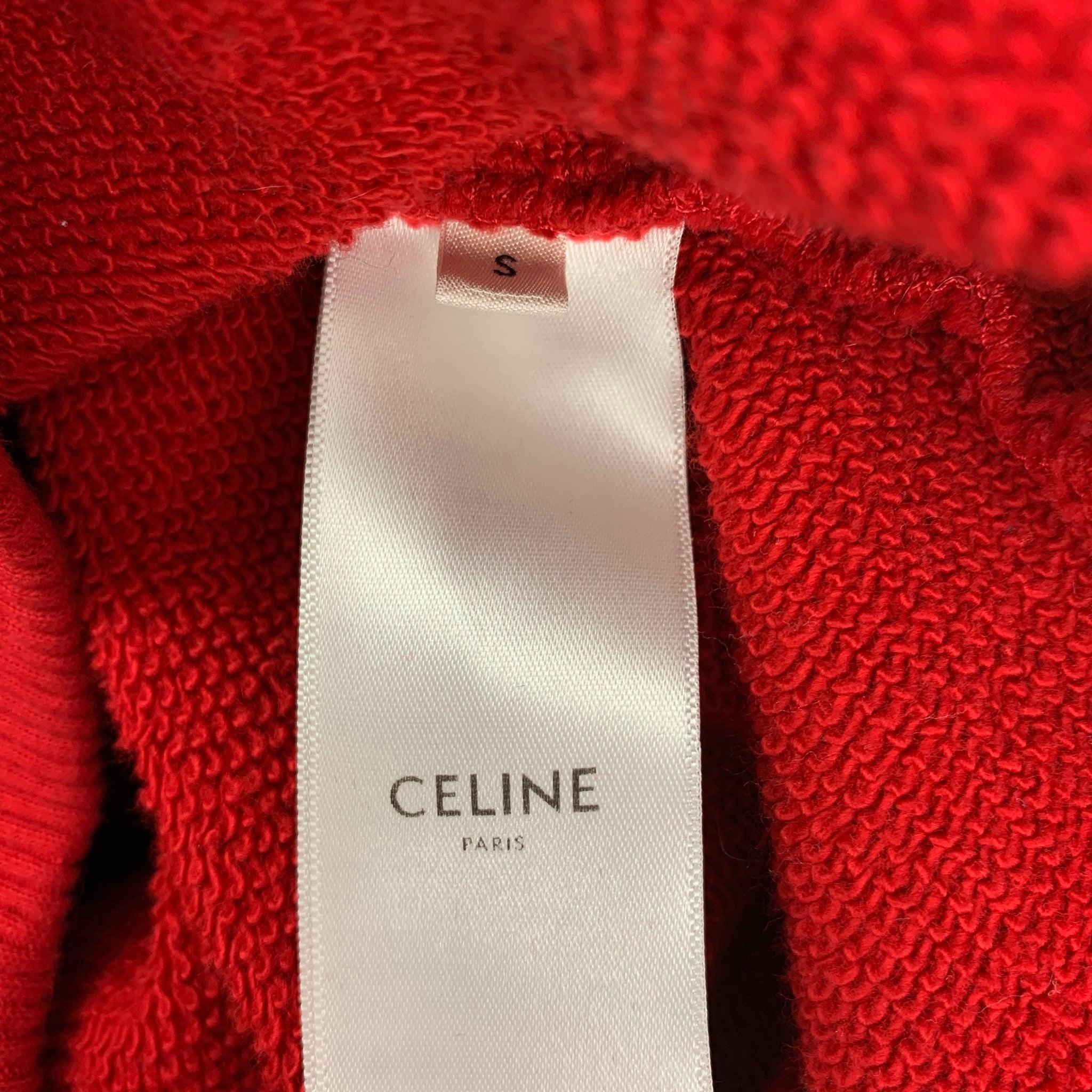 Women's CELINE Size S Red Cotton Crew-Neck Pullover