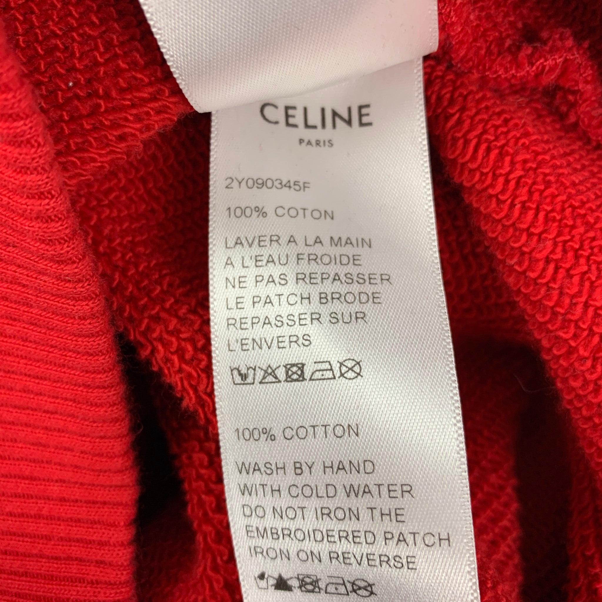 CELINE Size S Red Cotton Crew-Neck Pullover 1