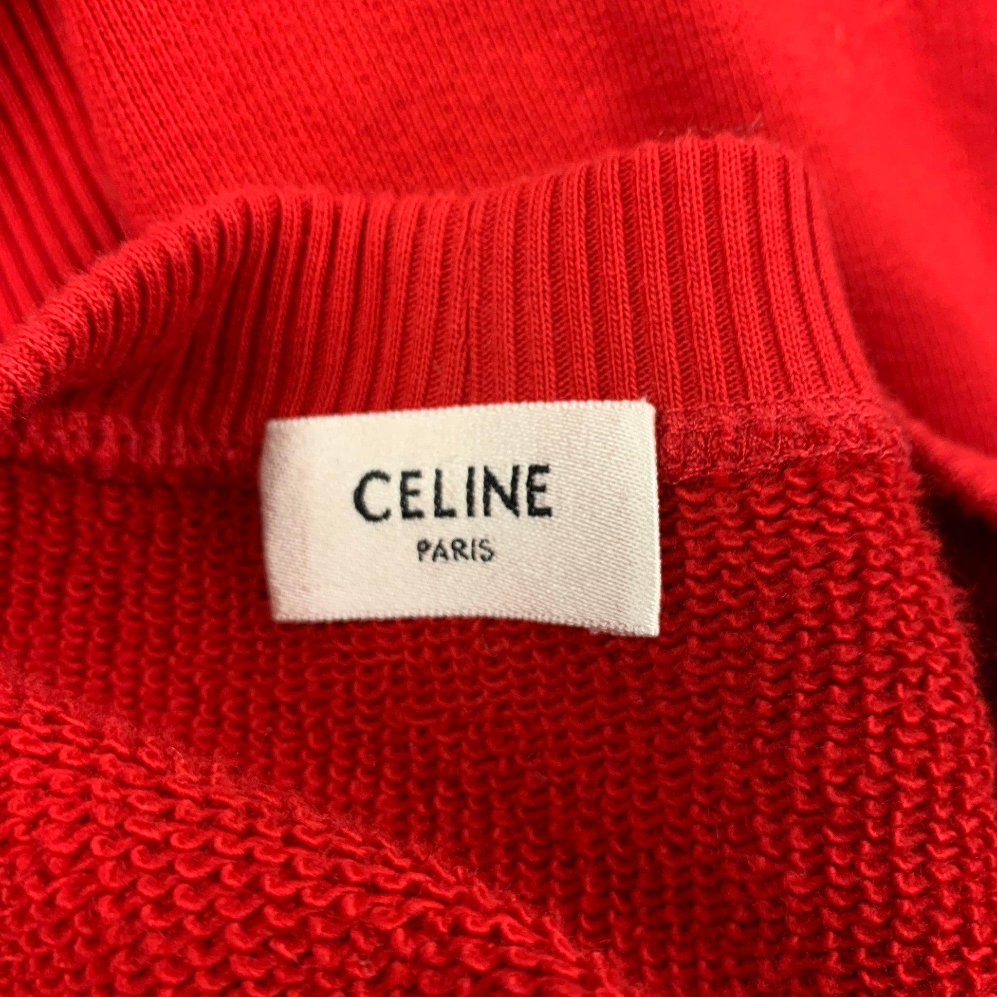 CELINE Size S Red Cotton Crew-Neck Pullover 2