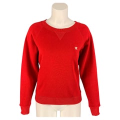 CELINE Size S Red Cotton Crew-Neck Pullover 